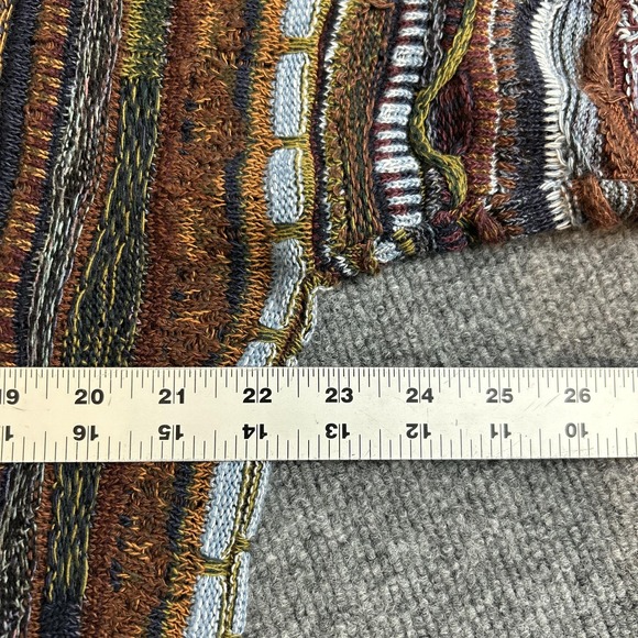 Norm Thompson Sweater Mens Large Brown 3D Textured Knit Crewneck Made in Italy - Picture 5 of 6